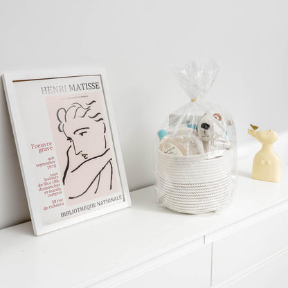 TIMEYARD Small Round Cotton Rope Storage Basket Decorative Shelf Basket