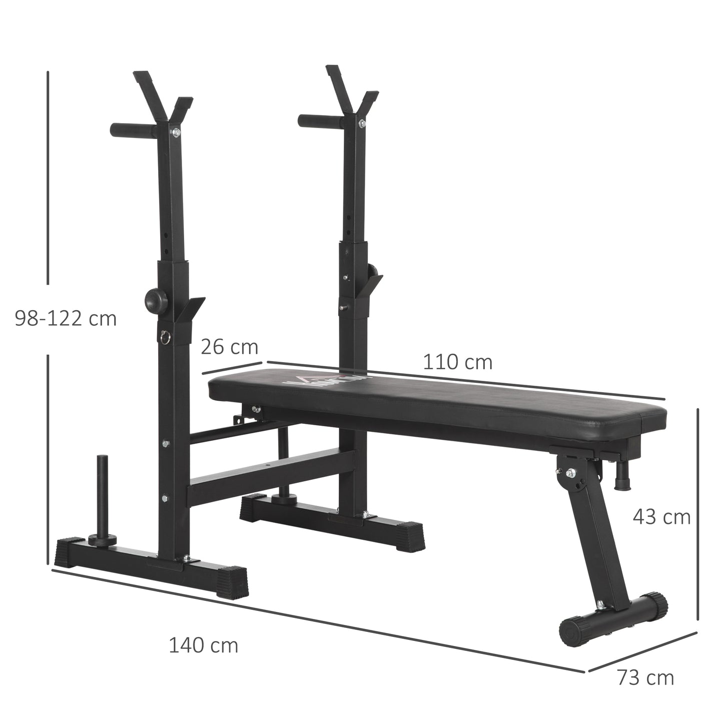HOMCOM Adjustable Weight Bench with Barbell Rack and Dip Station, Black