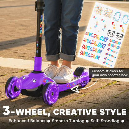 AIYAPLAY Three-Wheel Foldable Electric Scooter for Kids Aged 6-10 Years, Purple