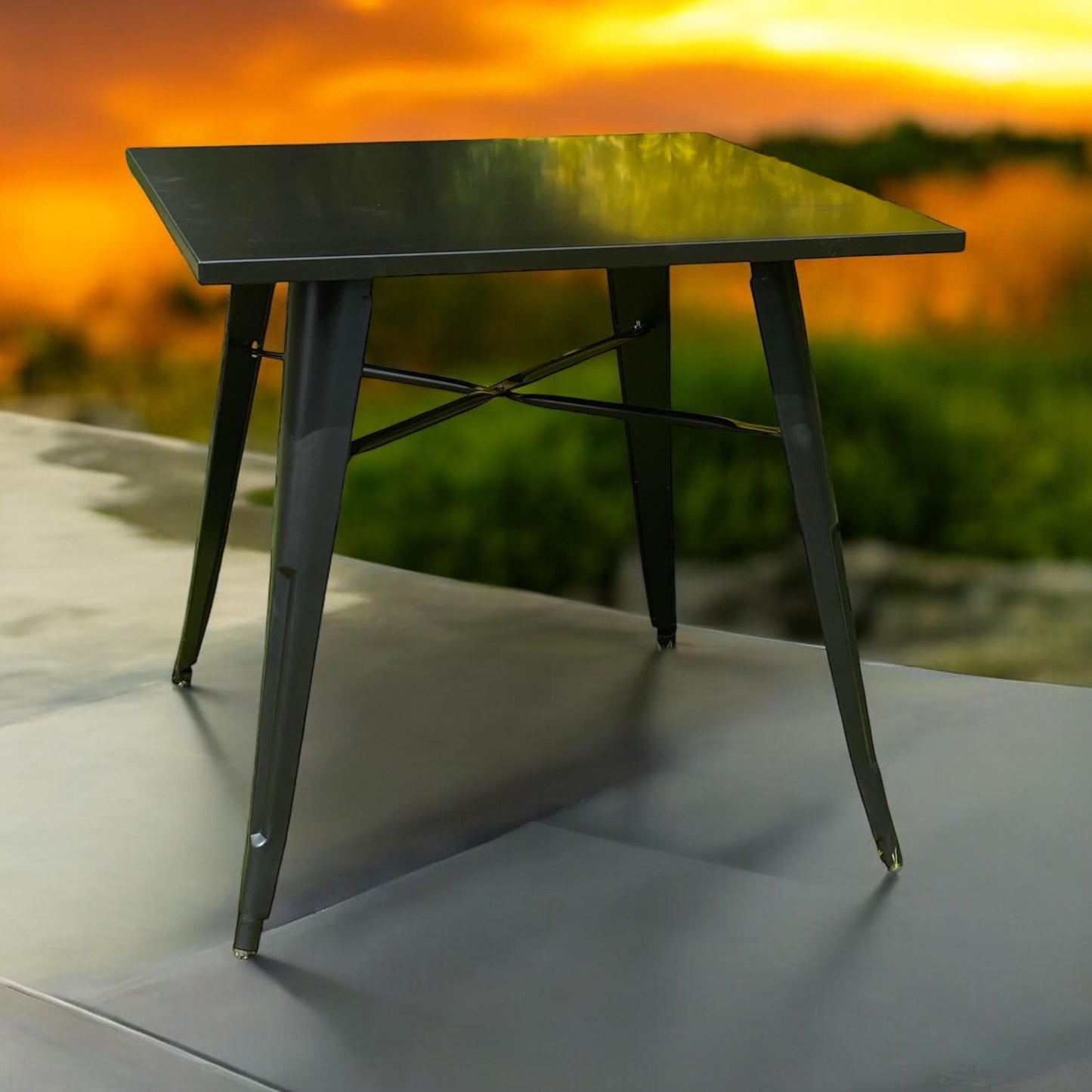 Contemporary and Durable 80x80x76cm Metal Dining Table - Modern Table for Home, Bistro, Cafe, Patio, Indoor, and Outdoor Use for Breakfast, Outdoor Gatherings, or any Spaces (Black)