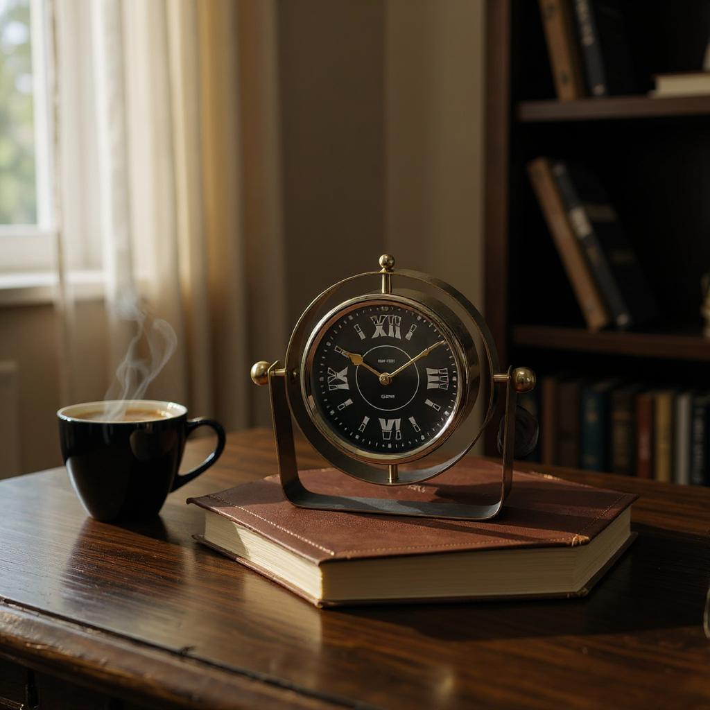 Silent Sweep Black Mantel Clock – Elegant Tabletop Timepiece with Quiet Operation, Sleek Design, and Easy-to-Read Face for Living Room, Bedroom, Office, or Home Décor (22 cm – Roman Numeral Dial)