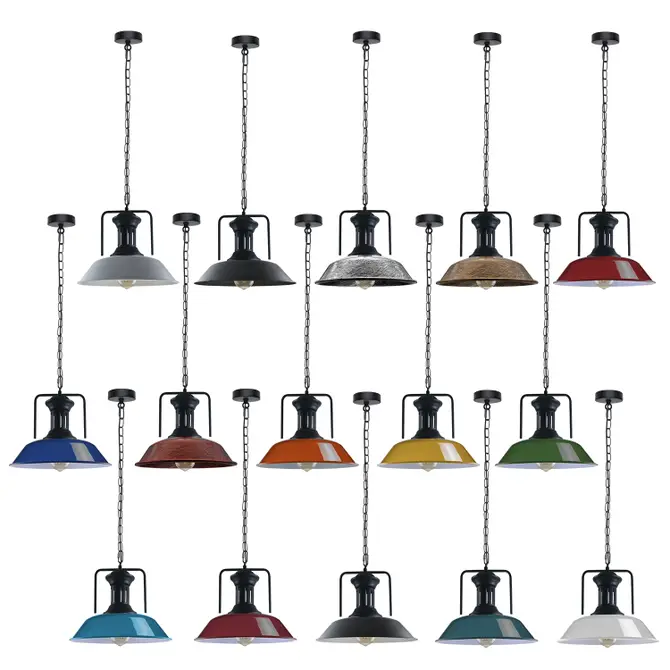Vintage Industrial Navy Blue Ceiling Pendant Light Shade Hanging Lamp Light