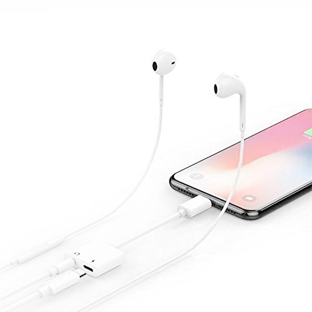 FX 2-in-1 Phone Audio Adapter for Phone 7/7plus, 8/8plus, XR - White