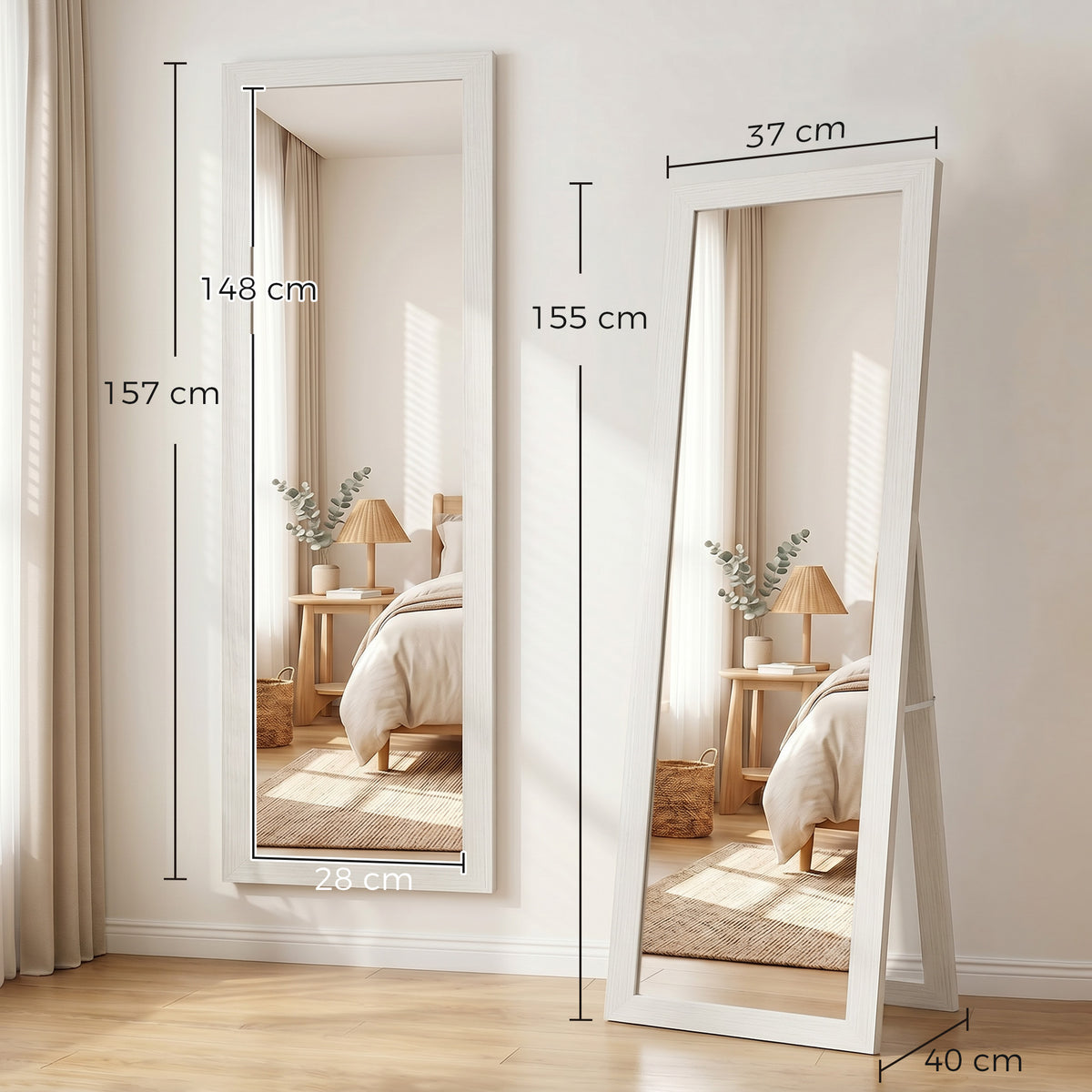 HOMCOM 37 x 157 cm Full Length Mirror - White