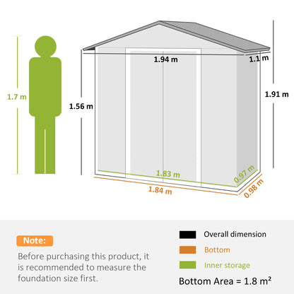 Outsunny 6.5 x 3.5ft Metal Garden Storage Shed - Brown Wood Effect