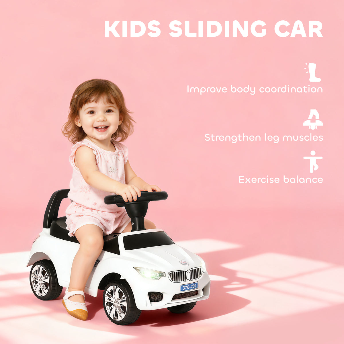 HOMCOM Ride on Car Baby Toddler Walker Foot to Floor Sliding Car Slider, White