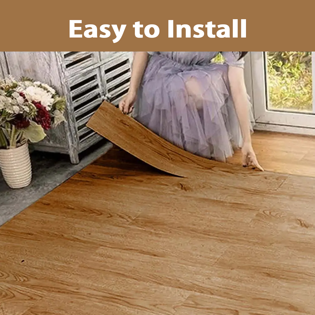 5m² Floor Planks Tiles Self Adhesive Wood Effect Vinyl Flooring Kitchen Bathroom UK