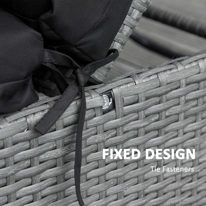 Set of 2 Lounger Cushions Deep Seat Patio Cushions with Ties Black