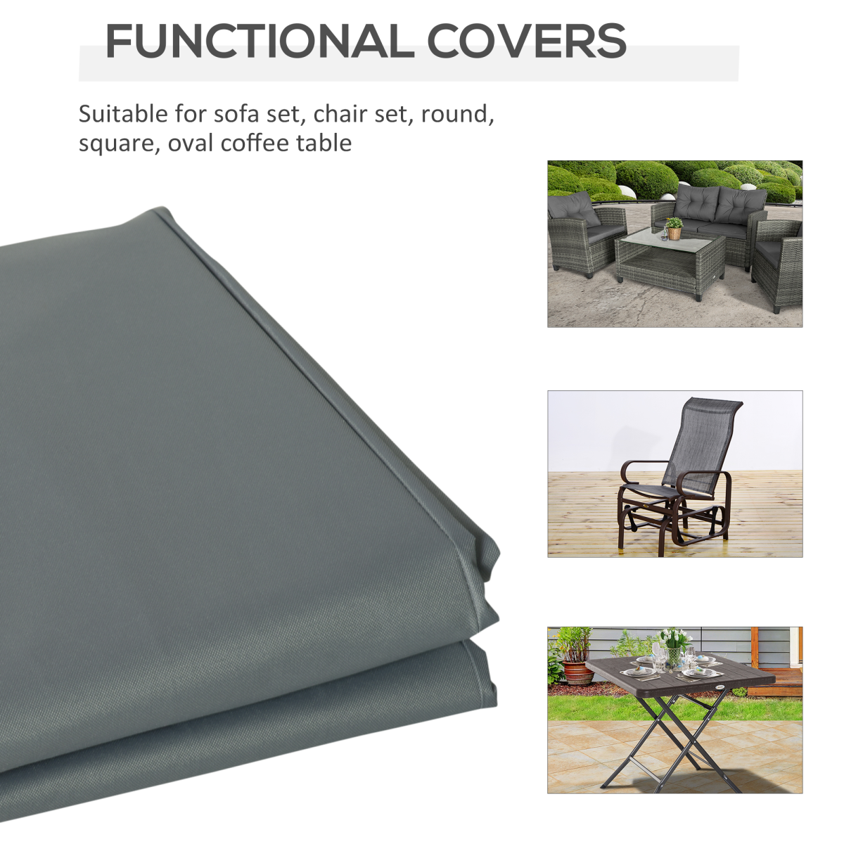 190x72cm Furniture Table Chair Sofa Set Cover Water UV Resistant Protection 600D