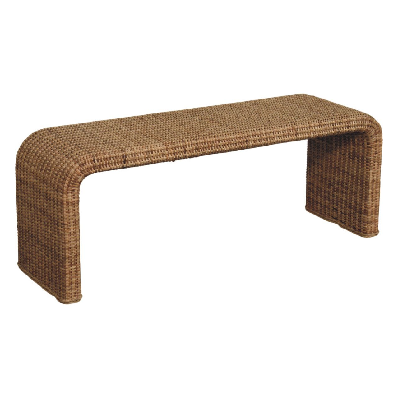 Artisan Furniture Solid Wood Rattan Weave Bench, Beige
