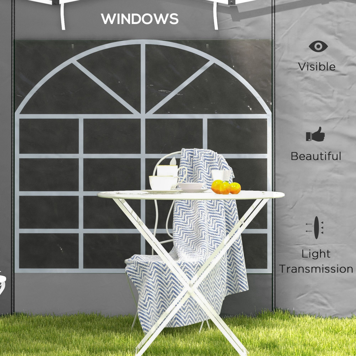 Outsunny 3x3(m) or 3x6m Pop Up Gazebo Side Panels Replacement, 2 Pack, Grey