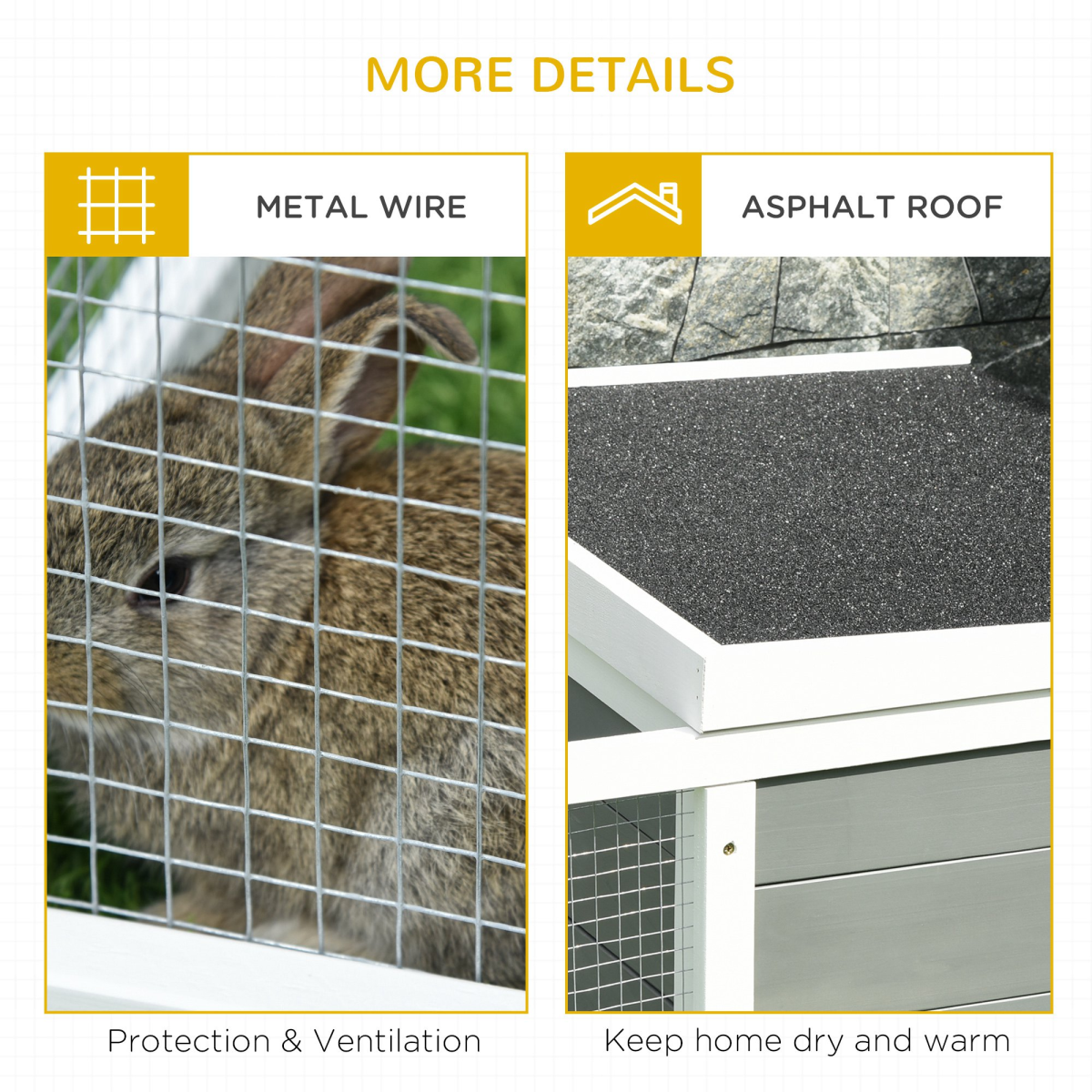 Rabbit Hutch Small Animal Cage Pet Run Cover, with Water-resistant Asphalt Roof