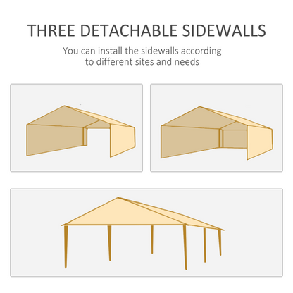 6m x 3m Garden Gazebo Marquee Canopy Party Tent Canopy Patio Dark Grey