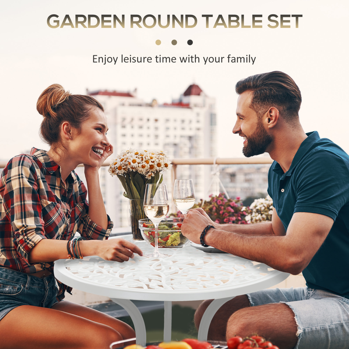 Outsunny Aluminium Bistro Set Garden Coffee Table Chair Outdoor Dining Set