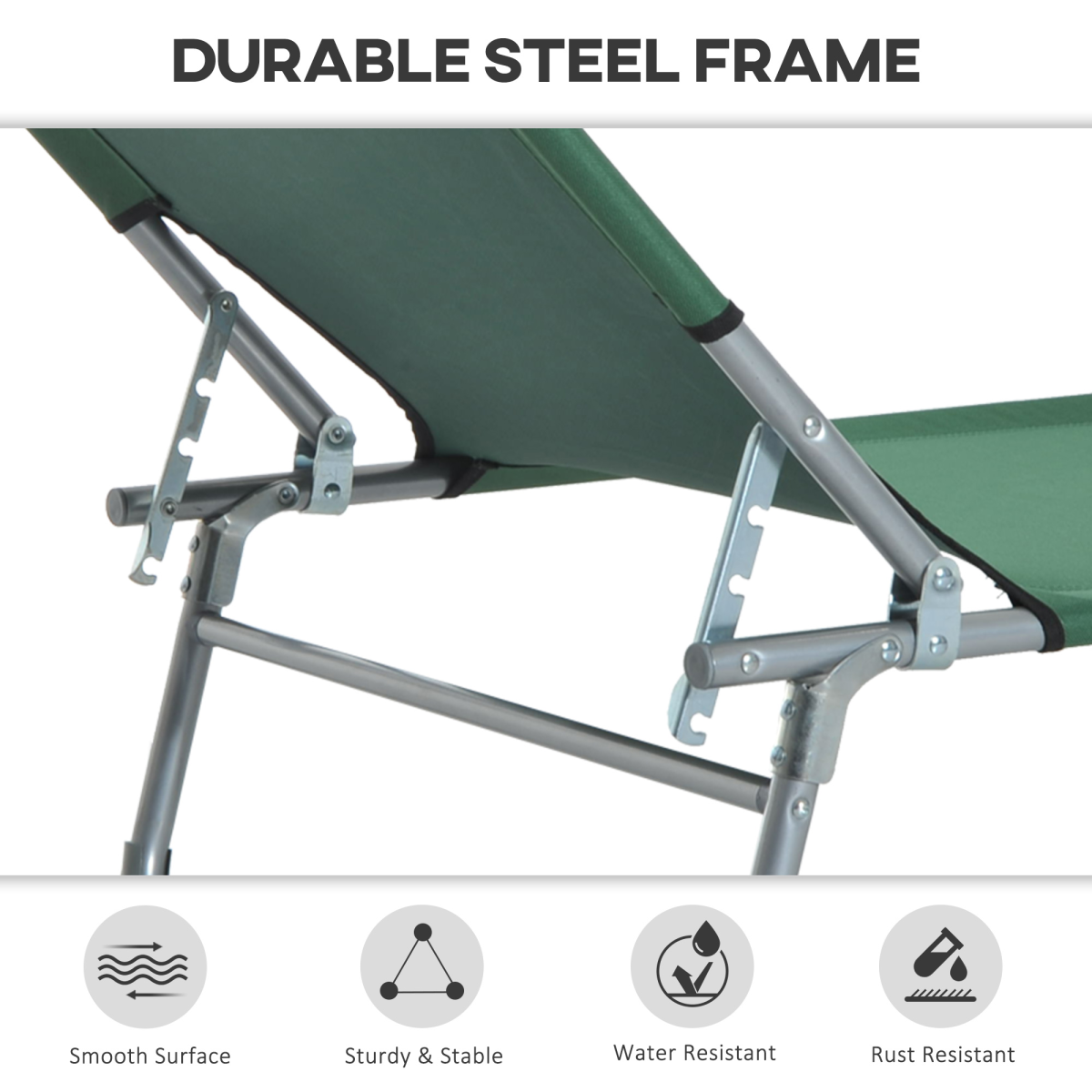 Camping Cot Picnic Sun Lounger Portable Folding Chair Patio Green Outsunny
