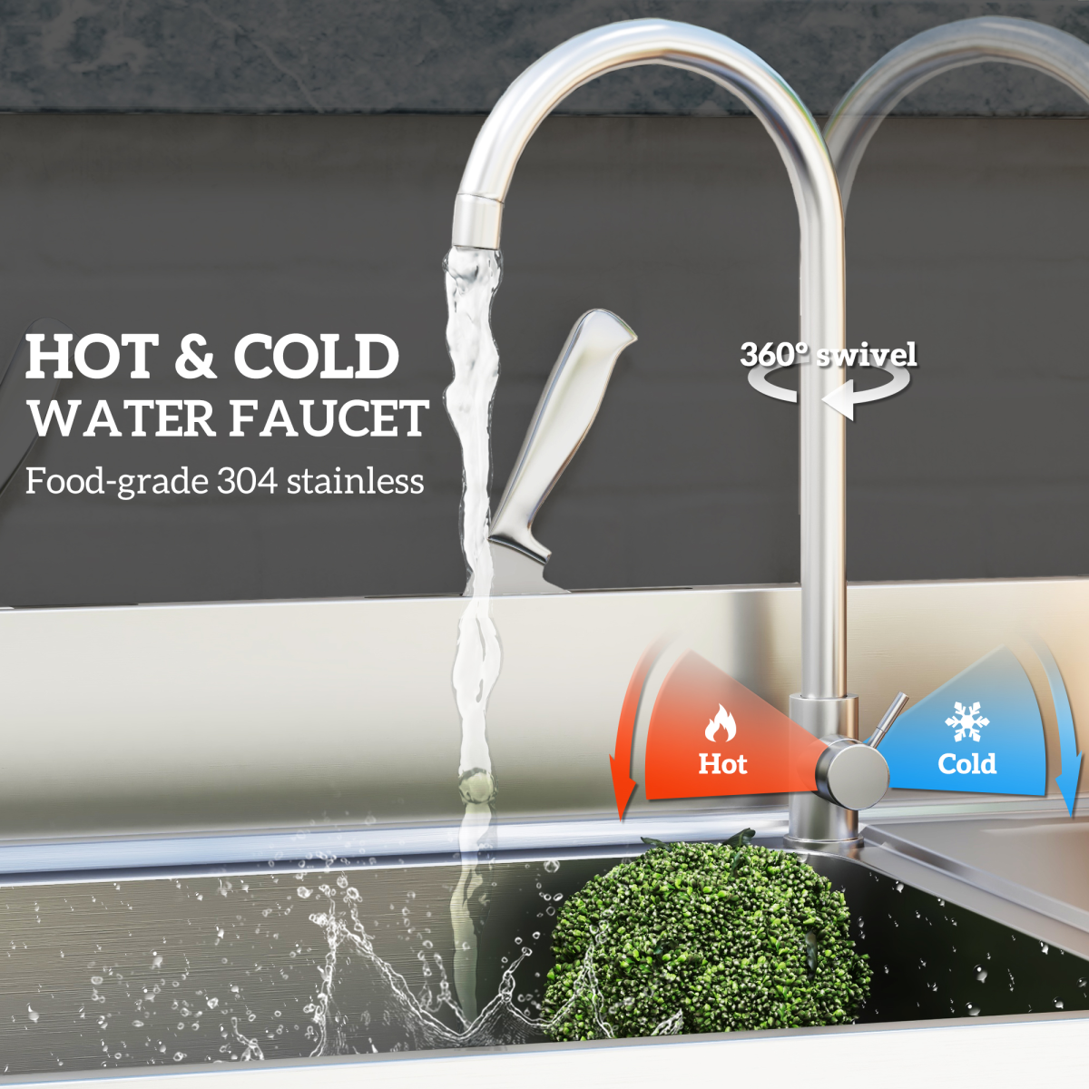 HOMCOM Outdoor Kitchen Sink Unit with Cold and Hot Water Pipe