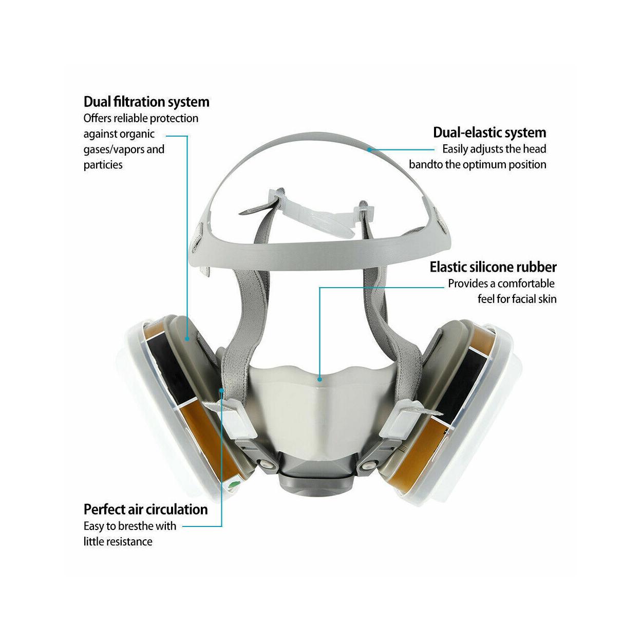 17 In 1 Full Face Mask 6200 Gas Mask Facepiece Spray Respirator Filter Chemical