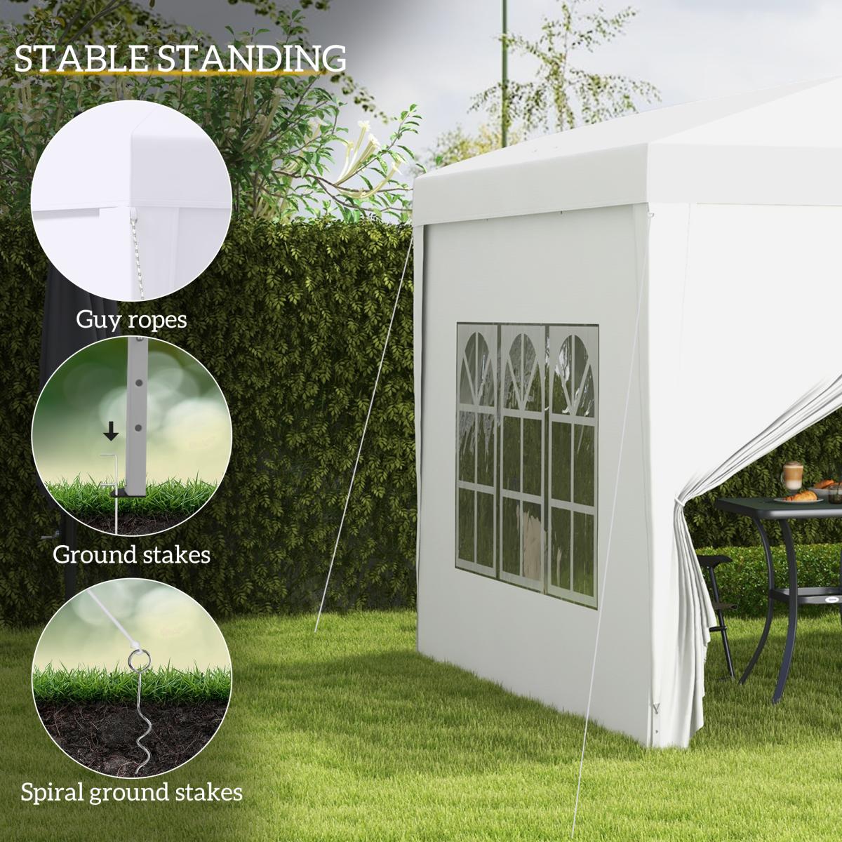 Outsunny 3mx3m Pop Up Gazebo Party Tent Canopy Marquee with Storage Bag White