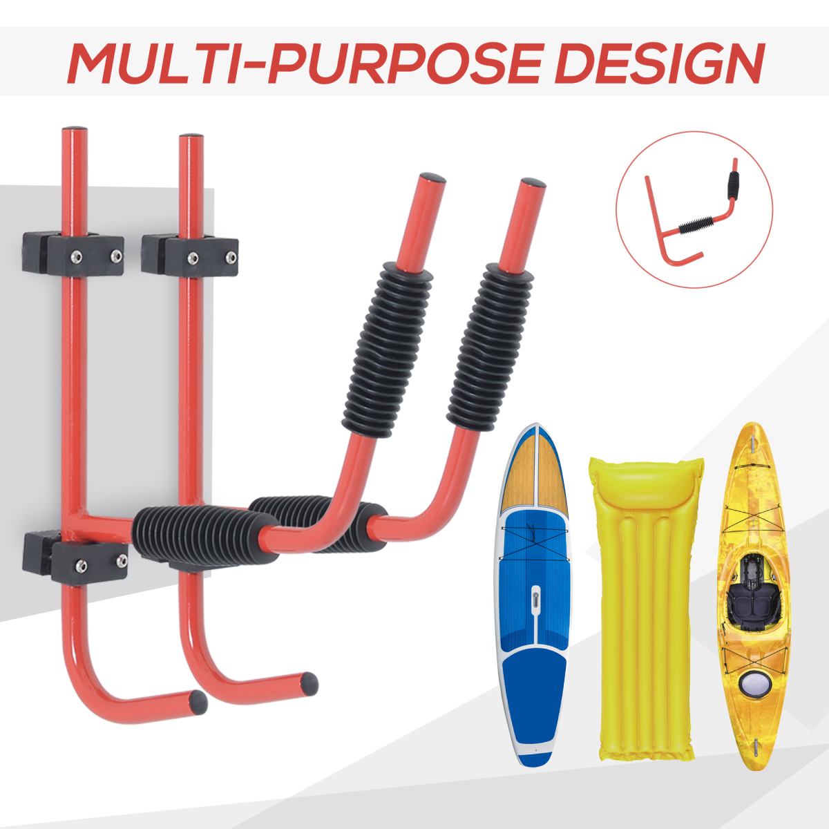 Kayak Wall Mount Rack Heavy Duty Storing Storage Hangers Canoe Fixings HOMCOM