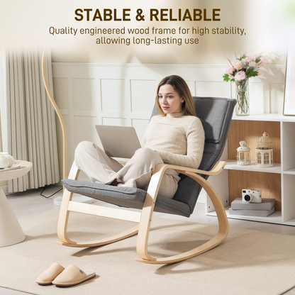 HOMCOM Comfortable Relax Rocking Chair with High Back, Grey