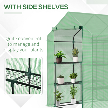 Walk in Garden Greenhouse Outdoor Grow House Shelves, 143x138x190cm Outsunny