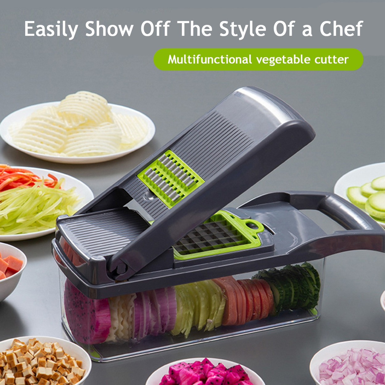 15-In-1 Vegetable Fruit Chopper Cutter Food Onion Veggie Dicer Kitchen Slicer