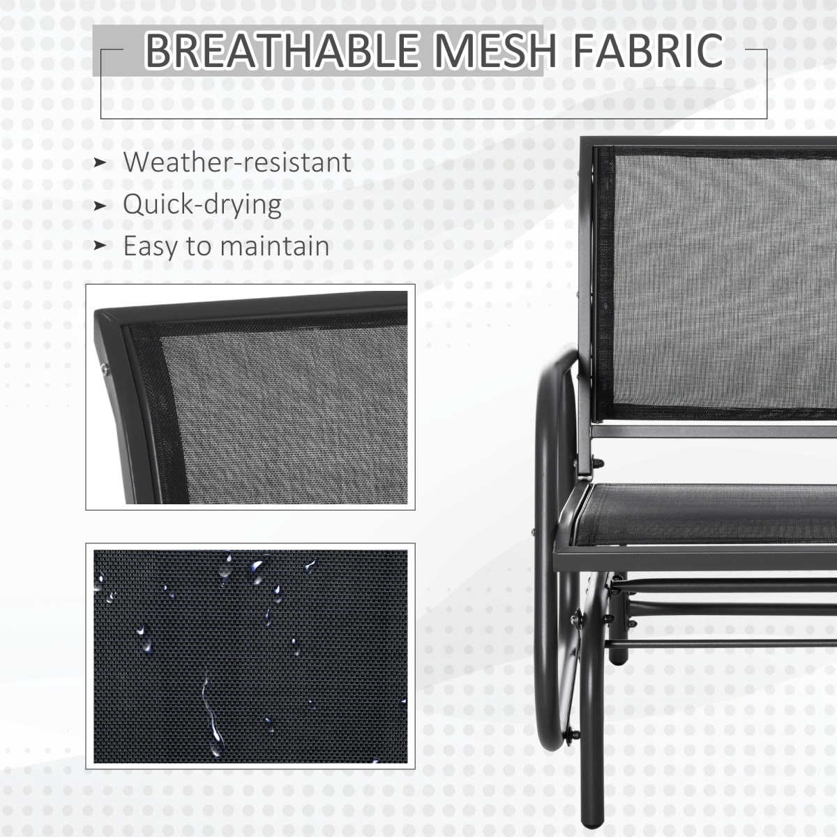Outdoor Gliding Swing Chair Garden Seat w/ Mesh Seat Curved Back Steel Frame