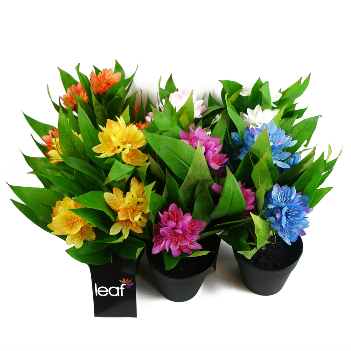 3x 18cm Artificial Freesia Plants Pink, Orange, Yellow Flowering