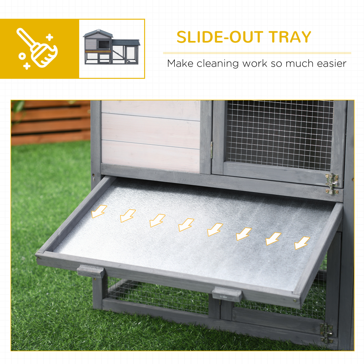 5ft Wooden Rabbit Guniea Pigs Hutch with Run 2 Tiers Outdoor Cage Pet House