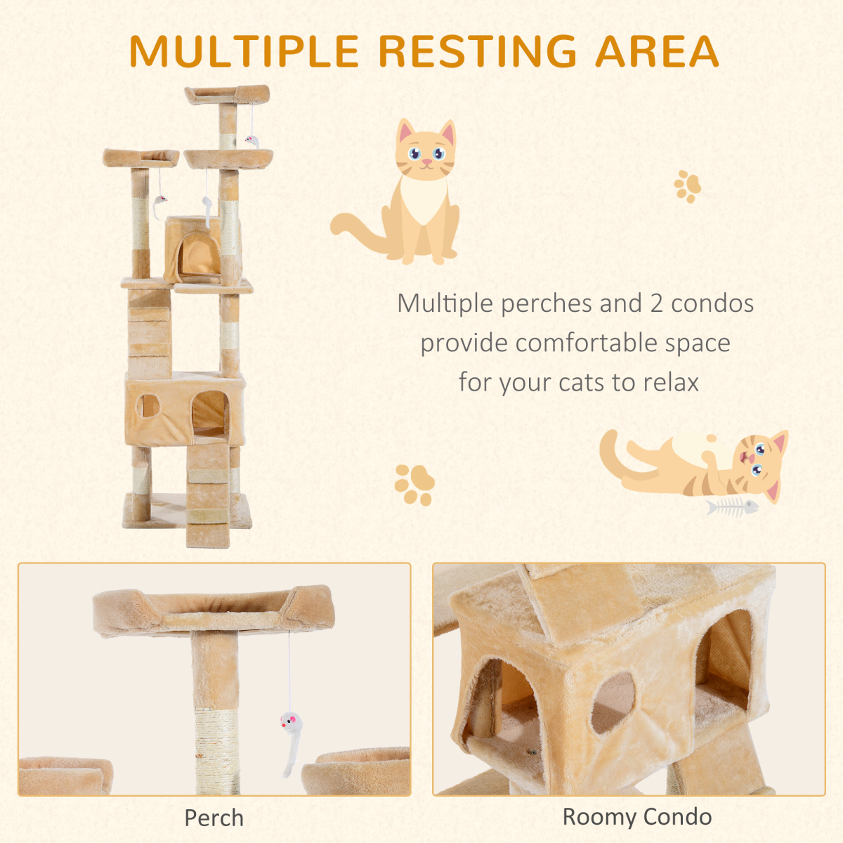 Cat Tree Kitty Activity Play Center Scratching Scratcher House Furniture 170CM
