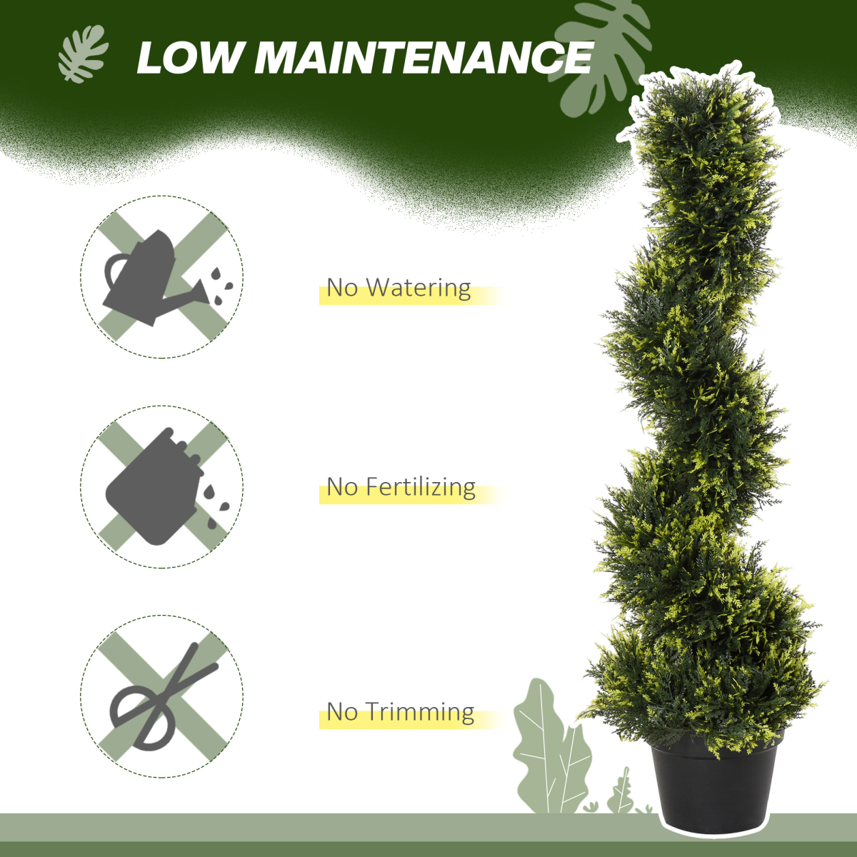 Set Of 2 90cm Artificial Spiral Topiary Trees & Pot Fake Greenery Plant