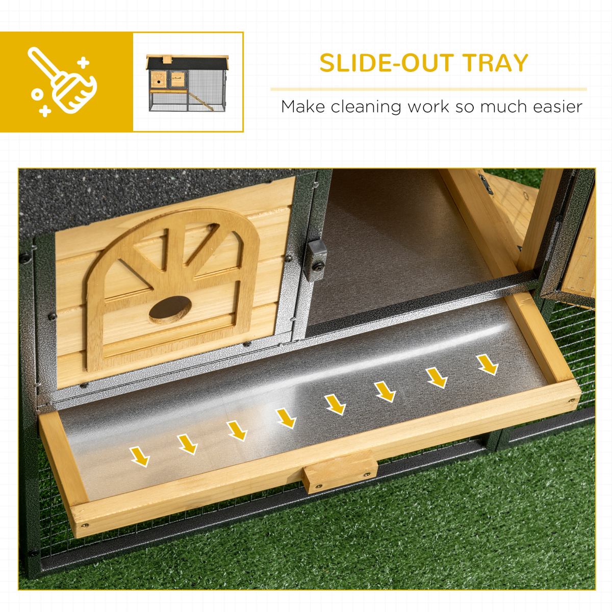PawHut Rabbit Hutch Outdoor Bunny Cage w/ Run, Removable Tray 120 x 55.5 x 80cm