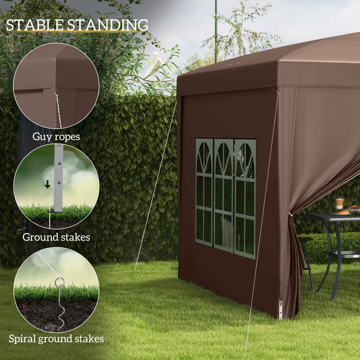 Outsunny 3x3 m Pop Up Gazebo Party Tent Canopy Marquee with Storage Bag Coffee