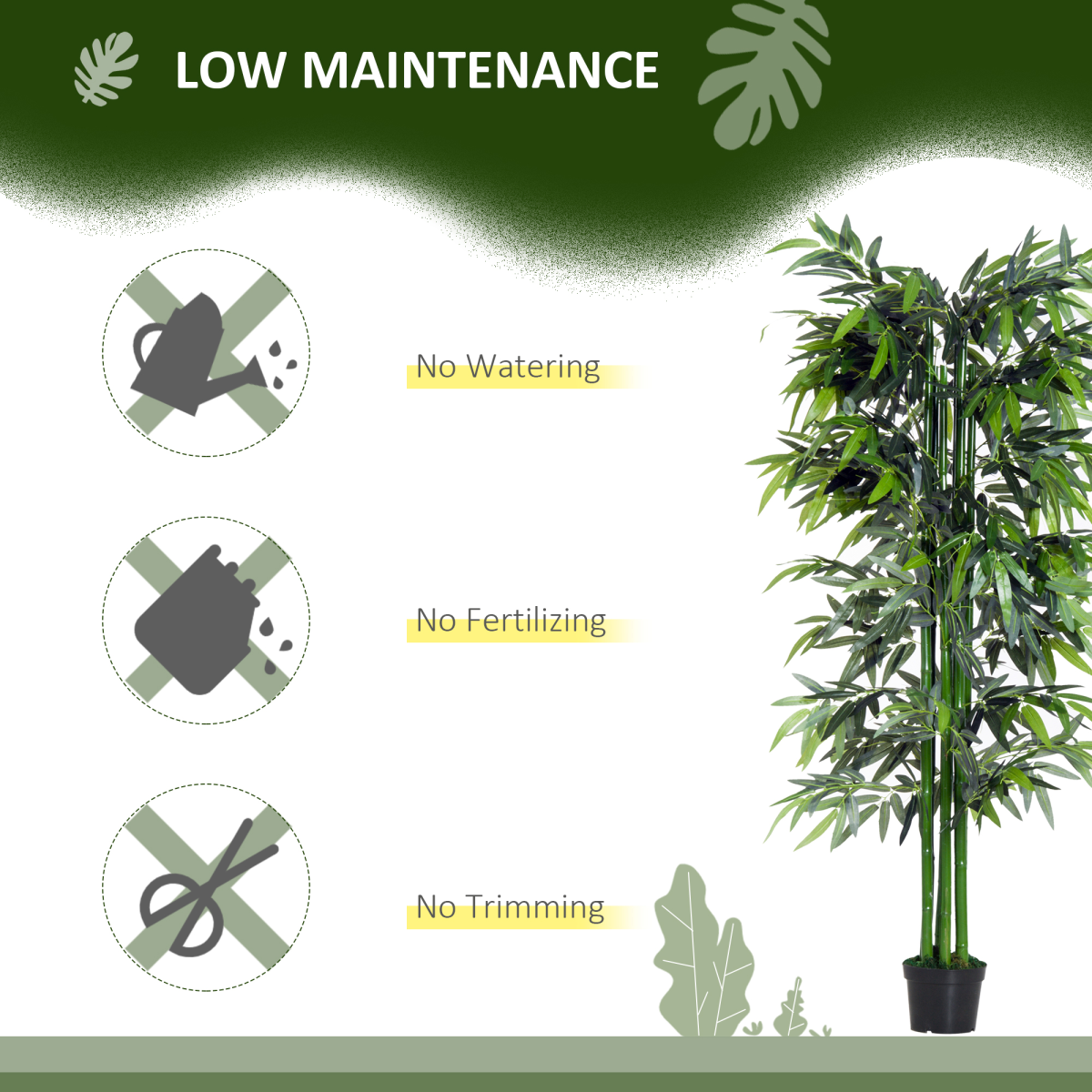 Artificial Bamboo Tree Plant, 1.8 m-Green Bamboo/ Black Pot