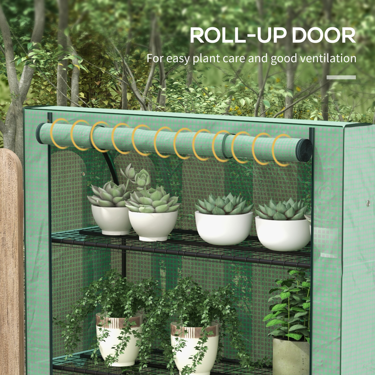 Outsunny Mini Green House with 4 Tier Shelves, 170H x 120W x 50Dcm, Green