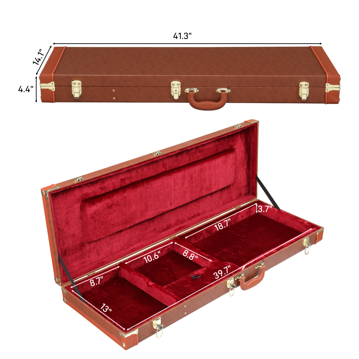 【Replace 82303602】 Electric Guitar Square PU Hard Case Fits ST TL Burning fire 170 Style Electric Guitar Brown