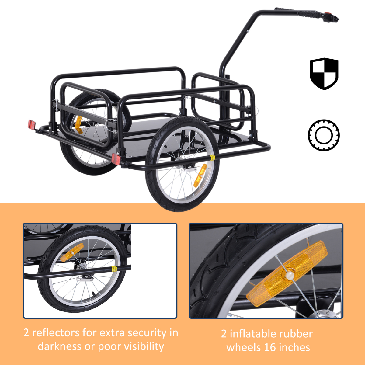 Folding Bicycle Cargo Storage Cart and Luggage Trailer with Hitch HOMCOM