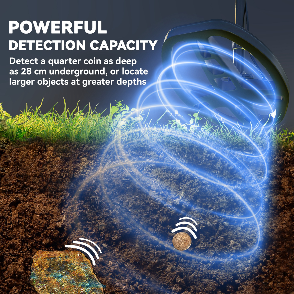 Outsunny Gold Metal Detector with DSP Chip and 5 Professional Modes