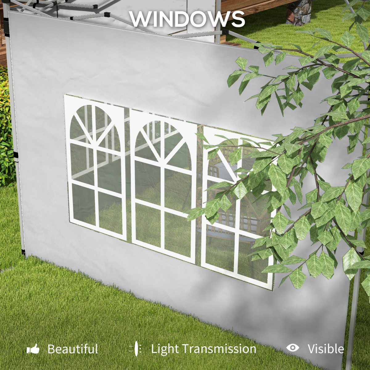 Outsunny Gazebo Side Panels for 3x3(m) or 3x4m Pop Up Gazebo, 2 Pack, Grey