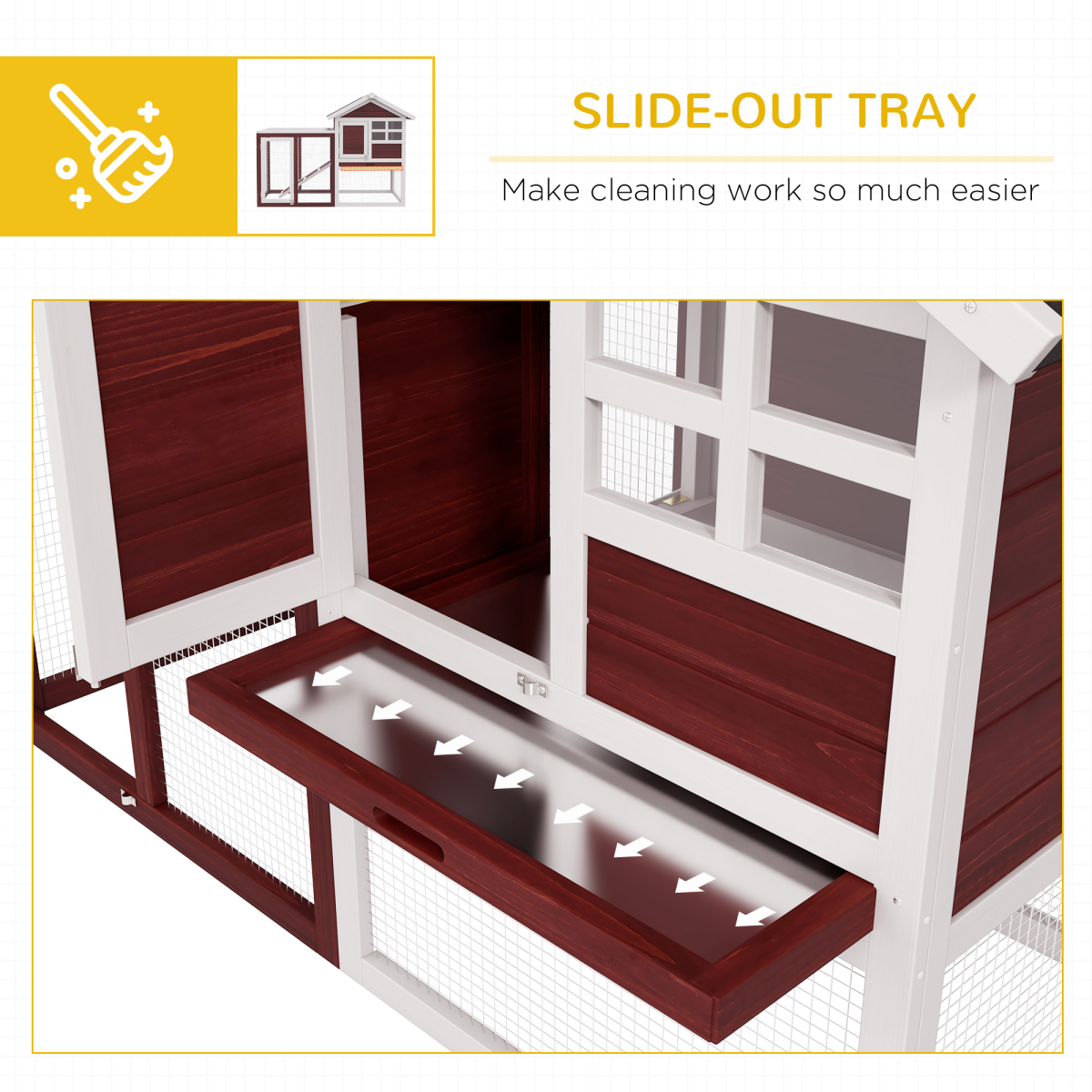 122cm Rabbit Hutch Cage Bunny House Wooden Habitat Pet Small Animal w/ Tray Ramp