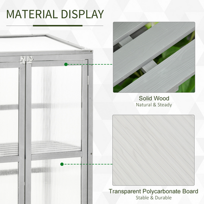 Wood Cold Frame Greenhouse Outdoor Indoor PC Board 76 x 47 x 110cm Grey