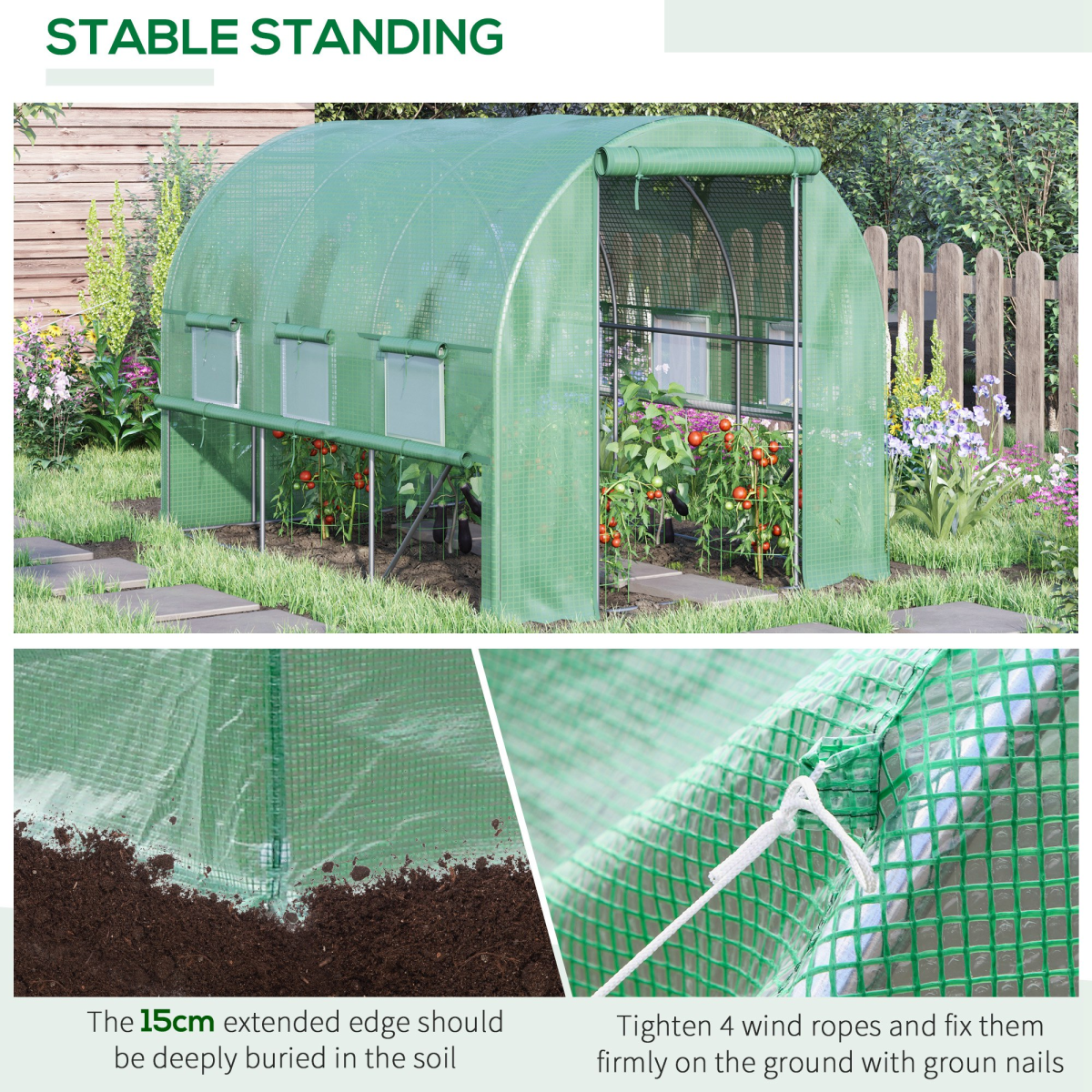 Large Outside Garden Plant Greenhouse Hot House w/ Zipped Doors Green