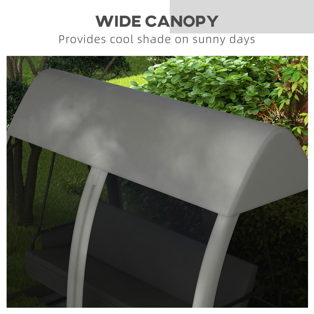 Outsunny Garden Swing Chair Patio Hammock 3 Seater Bench Canopy Lounger Grey