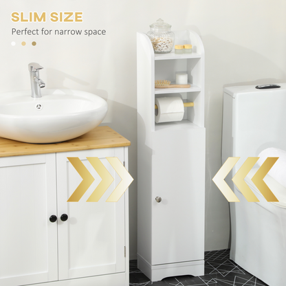 kleankin Freestanding Bathroom Storage Unit with Adjustable Shelf, White