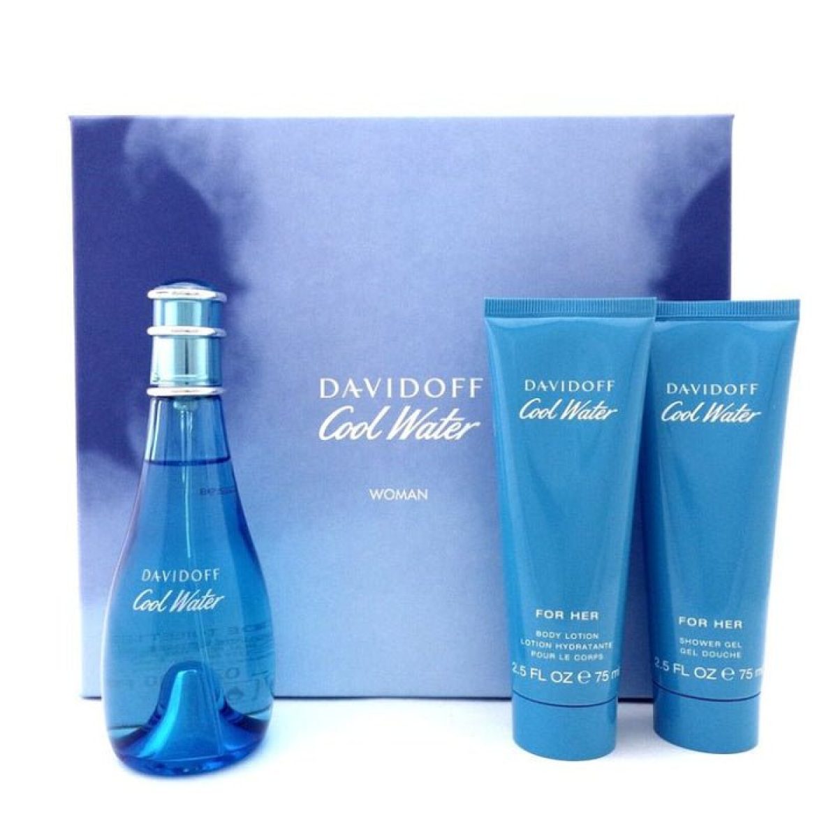 Davidoff Cool Water Gift Set (Eau De Toilette 100ml  Shower Gel 75ml  Body Lotion 75ml)