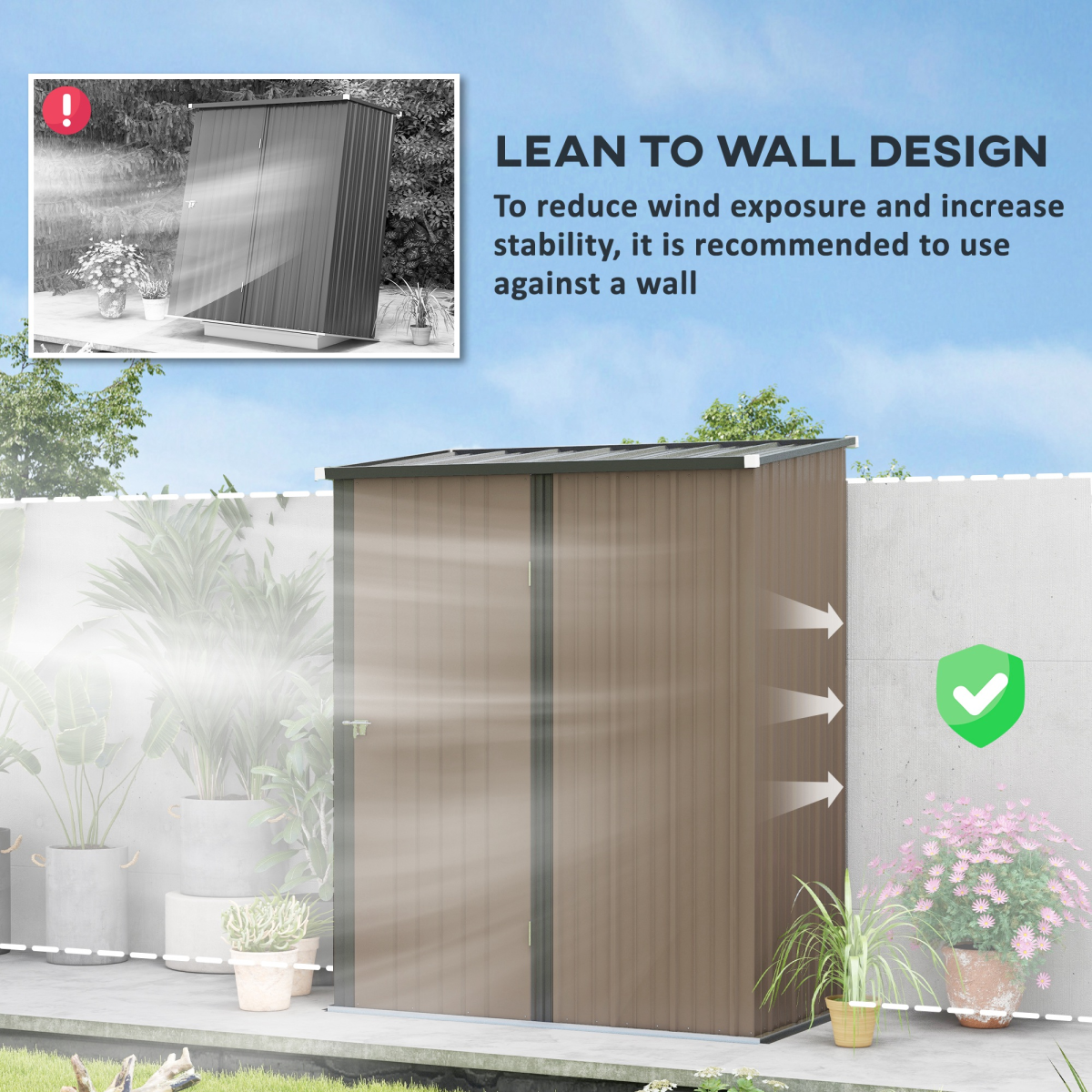 Outdoor Storage Shed Steel Garden Shed w/ Lockable Door for Backyard Outsunny