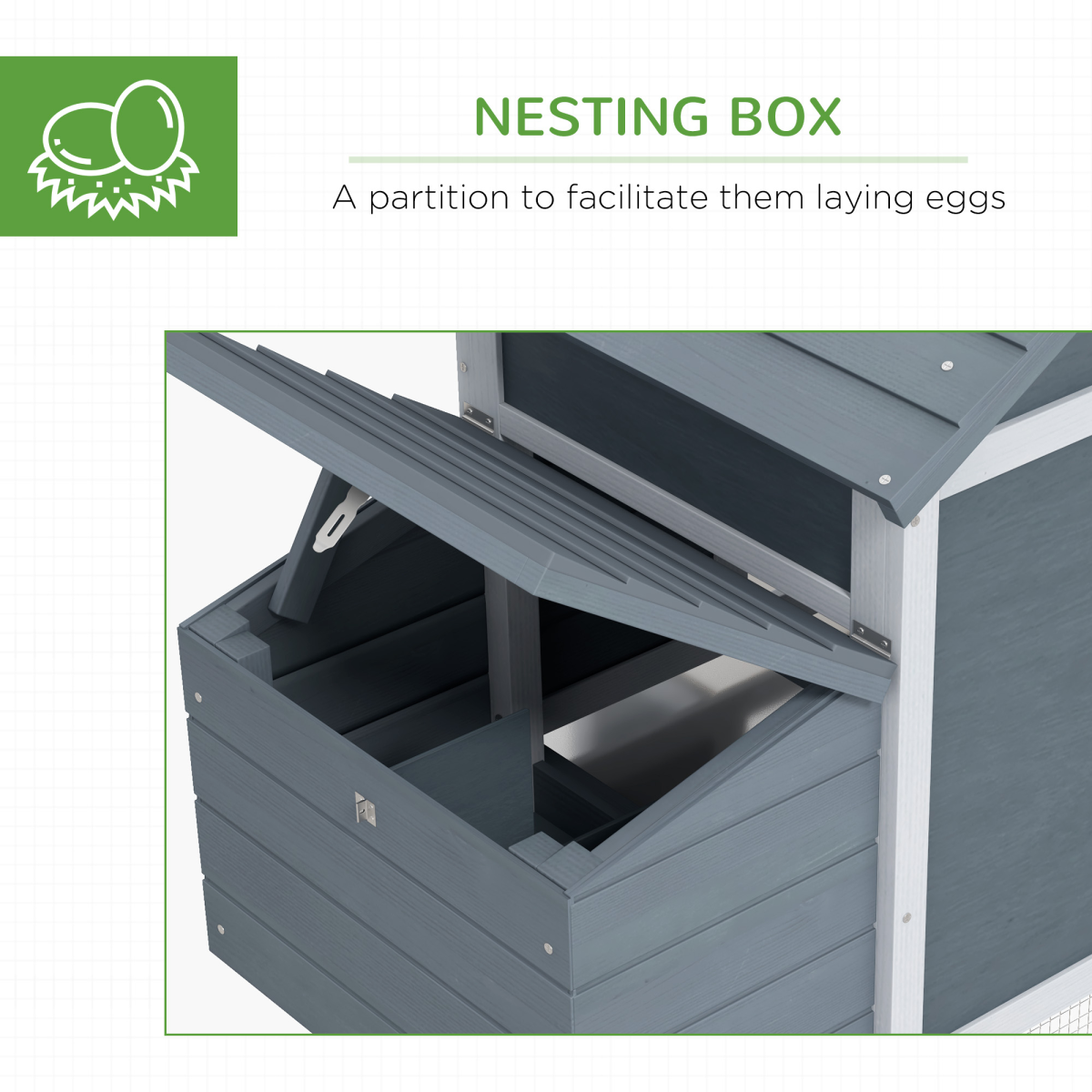 Small Chicken Coop Hen Cage Nesting Box w/ Outdoor Run Grey 150.5 x 54 x 87 cm