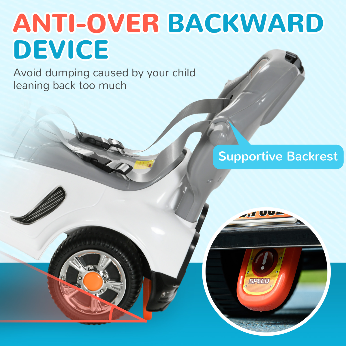 AIYAPLAY 3 in 1 Ride on Push Car, Cartoon Robot Foot to Floor Slider - White