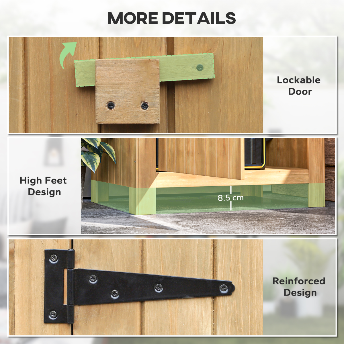 Outsunny Wooden Small Garden Shed with 3 Shelves and Tilt Roof