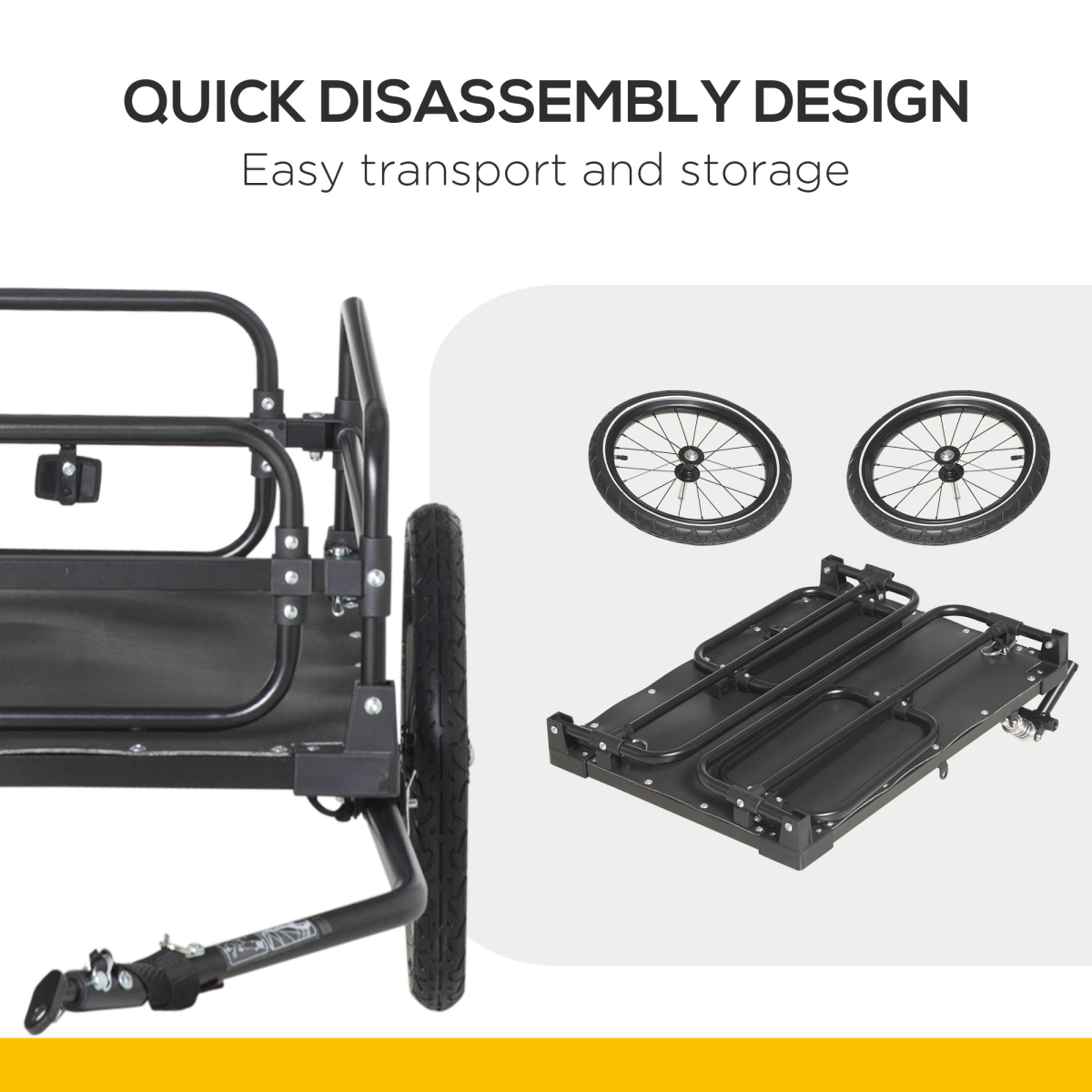 HOMCOM Bike Trailer Wagon Bicycle Cargo Trailer with Suspension, 2 Wheels, Black